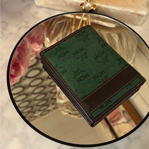 EUC MCM Green and Brown compact unisex Wallet with branded dust bag - Picture 2 of 6